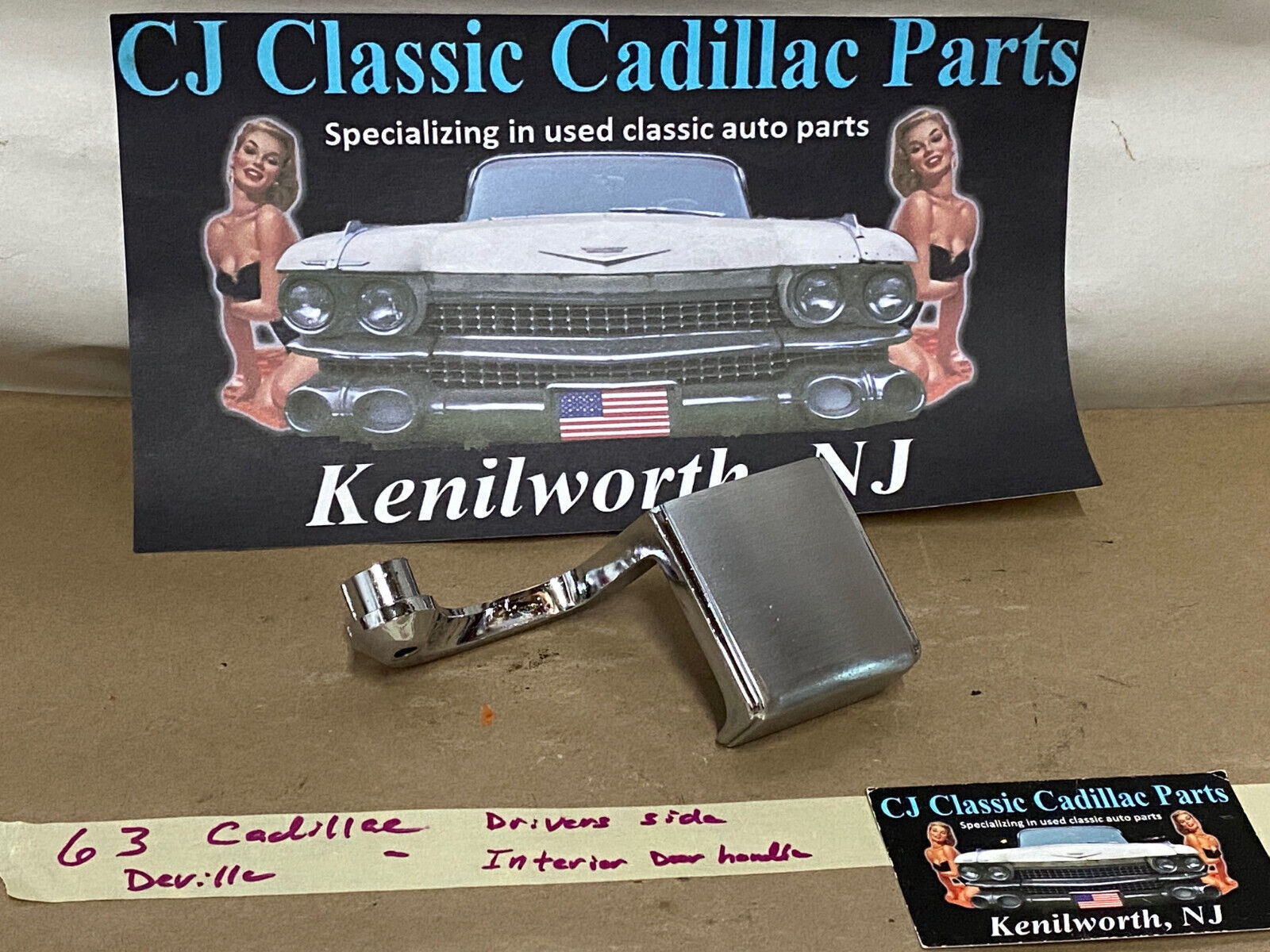 OEM 63 Cadillac LEFT DRIVER SIDE INTERIOR DOOR HANDLE #4876623 - $89.09