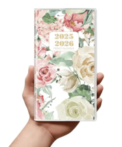 2025-2026 Floral Pocket Planner &amp; Memo Pad - Compact 3.7&quot; x 6.7&quot; Mth Org... - $10.85