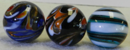 #14584m Cute Group of 3 Small Handmade Contemporary Marbles With Lutz - £28.03 GBP