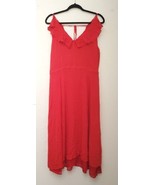 XL Red Suzanne Betro Evening Formal Wear Ruffle Trim Sleeveless Spaghett... - £19.71 GBP