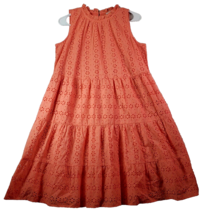 LOFT Sheath Dress Womens Small Orange Eyelet 100% Cotton Sleeveless Crew Neck - £22.61 GBP