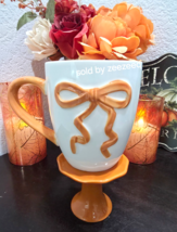 Thanksgiving Fall Orange Coquette Bow Coffee Mug 16oz Tea Cup - $22.76