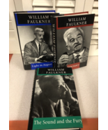 Vtg lot 3 William Faulkner books decorator HCDJ Sound/Fury Light in Augu... - £18.82 GBP