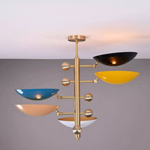 Colorful Shade Orbital Pendant Ceiling Lamp Mid Century Elegance Chandel... - £403.65 GBP