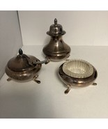Koret Ciro Industria Argentina Silver Plated MCM 3 Piece Salt Pepper Sug... - $952.02 MXN