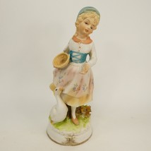 Lenwile China Ardalt Japan Girl With Goose Figurine Hand Painted 6949 7.5&quot; SGJHV - £11.74 GBP