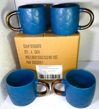 Starbucks 4 Mugs Navy Scale GLD HDL 12 oz  MIC 2018 in Brand Box  W sku,New - £316.33 GBP