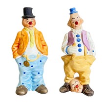 Ceramic Hobo 7&quot; Clown Figurines Sad Top Hat Red Nose Worldwide Taiwan Vintage - £23.20 GBP