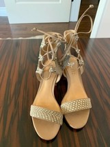 NWOB SCHUTZ Beige Leather Open Toe Tie Ankle Sandals SZ 6 Made in Brazil - $88.11