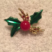 Christmas Brooch Holly Leafs  - $3.00