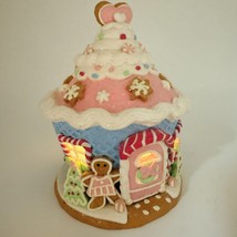 Valerie Parr Hill Winter Light Up Gingerbread Cupcake House Pink Christmas Lamp - $39.90