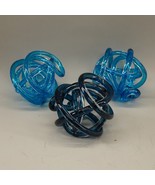 Lot - 3 Twisted Art Glass Knot Murano Style Glass Orb Tabletop Decor Scu... - $70.39