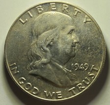 1949 D Nice Original AU Franklin Half Dollar 90% Silver - £24.27 GBP