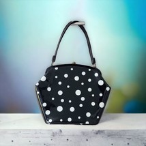 50s MCM Black Polka Dot Vinyl Leatherette Plastic Top Handle Purse Bag Mad Men - £99.91 GBP