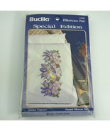 Bucilla Summer Fragrance Flowers 2 Stamped Pillowcase Pair Cross Stitch ... - $12.85