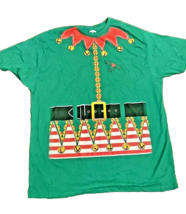 Shirt Christmas Holiday Time Mens Elf Green Short Sleeve Crew Neck Graphic 2XL - £18.73 GBP