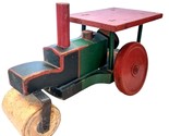 Antique Gould Manufacturing Toddler Toy Steam Roller Painted Wood Oshkos... - $187.61