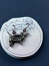 Eclectic Earth Tiny Purple Plastic Bead w Small SIlvertone Hummingbird Dangle Ea - £14.80 GBP