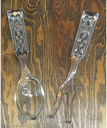 Glass large salad mixing serving spoon and fork Vintage mid century serv... - $19.75