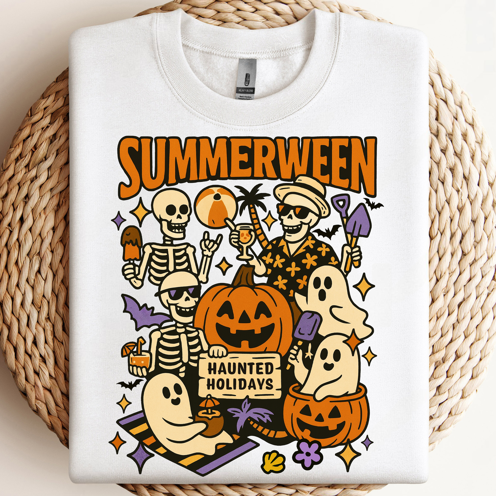 Haunted Holiday Summerween PNG, Summer Halloween PNG, Skeleton Ghost Pum... - $2.50