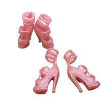 Fashion Doll Dress-Up-10 Pairs of Pink Beaded High Heels-for Fashion Dolls - £3.89 GBP