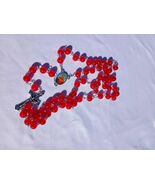 Sacred Flame – 8mm Glossy Red Glass Rosary with Silver Crucifix    A43 - $29.69