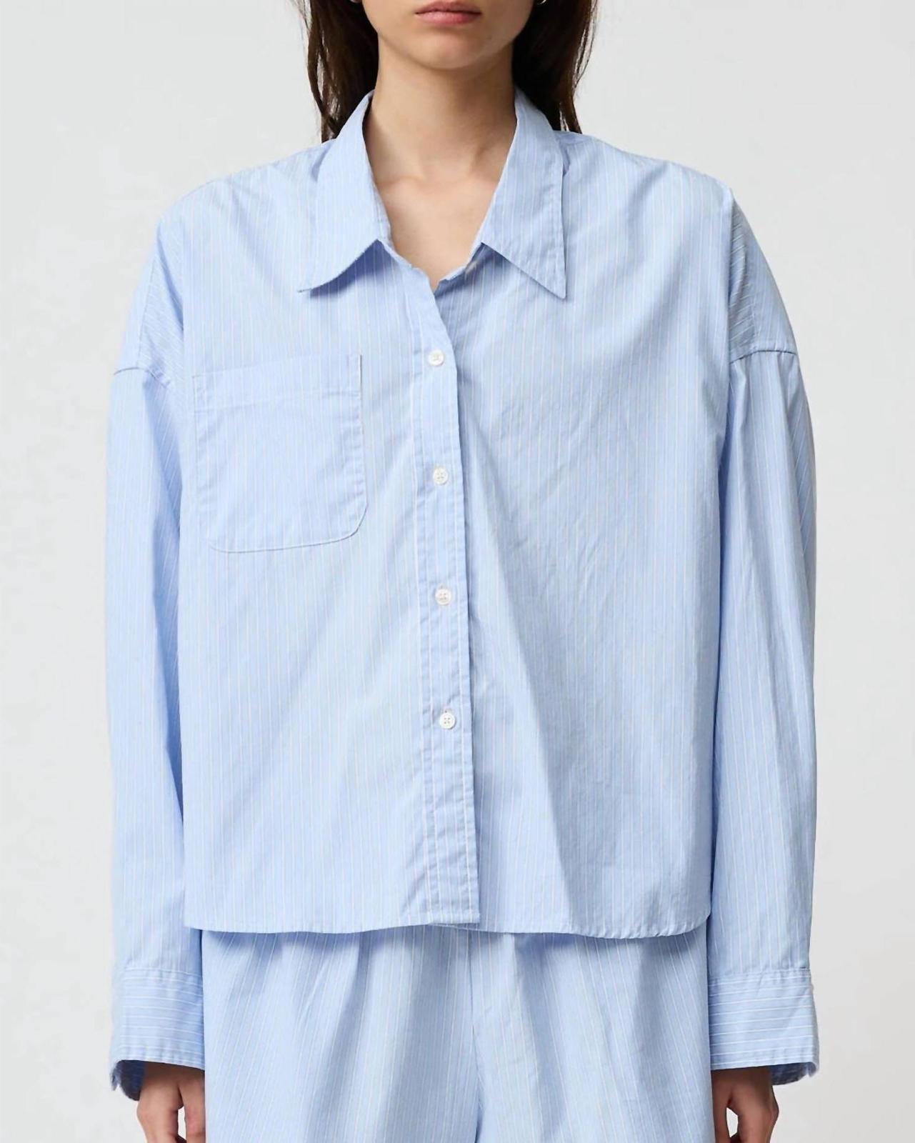 Denimist Cropped Shirt Light Blue Stripe - $150.00