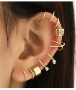 12Pcs Gold Ear Cuff Wrap Earring Stud Ear Clip Hoop No Pierce Cartilage ... - £7.72 GBP
