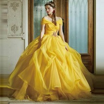 Beautiful Princess Belle&#39;s Dress Off-shoulder Layered Lush Organza Dress Appliqu - £393.17 GBP