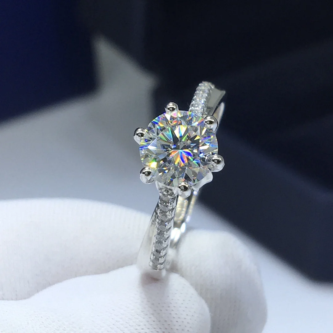 Silver 925 Original Brilliant Cut Diamond Test Past 1 Carat Moissanite Double Zi - £58.15 GBP