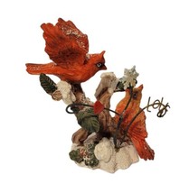 Vtg Winter Cardinals in Love Resin &amp; Metal Figurine Snow Glitter Valentine&#39;s EUC - £11.98 GBP