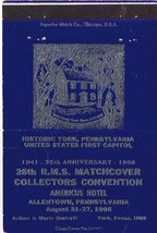 Matchbook Cover RMS Americus Hotel Allentown PA Blue Historic York 1966 - $2.96