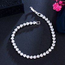 Tiny Heart Shape Cubic Zirconia Classic Link Chain Tennis Bracelet for Women Wed - £16.46 GBP