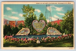 Postcard Heart of Nature&#39;s Playground Welcome Signage Traverse City, MI - £3.59 GBP