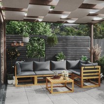 vidaXL Large Modular Garden Lounge Set with Acacia Wood, Dark Grey, Seating - $1,057.22 CAD