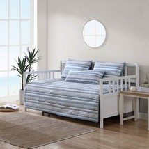 100-Percent Cotton Blue White Grey Nautical Stripes 4 Piece Daybed Cover Set - $3,461.13 MXN