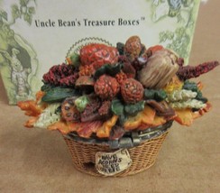 Boyds Bears Autumn&#39;s Harvest Basket W/ Alden McNibble 392151 Treasure Box Resin - £28.87 GBP