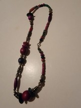 Women’s Long Beaded Necklace Multi Color Some Wood / Metal Vintage  - £10.98 GBP
