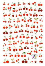 Nail Art 3D Extra-Thin Decal Stickers beautiful red cherry on a branch R286 - £2.61 GBP