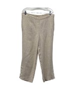Chico&#39;s Linen Resort Pants Sz 2 Beige Pull-On Wide Leg Button Hem Beach ... - $24.99
