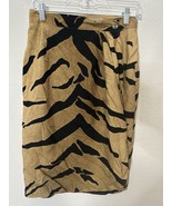 Vintage Perry Ellis Portfolio Silk Brown Black Wrap Midi Skirt Size 10 - $41.01 CAD