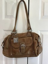 Tignanello Shoulder Bag Cognac Silvertone Hardware Genuine Leather - £17.50 GBP