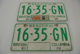 BC British Columbia License Plate Commercial Truck Pair Expo 86 16 35 GN - £19.49 GBP