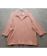 Liz Claiborne Blouse Top Womens Size 2 Multi Striped Knit 3/4 Sleeve Col... - $26.36 CAD