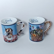 Gary Patterson Coffee Mugs Tea Cups Curiosity Hide And Seek Lot Of 2 NEW - $39.59