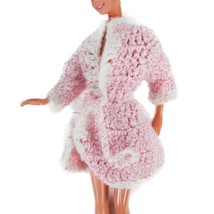 Vtg Handmade Barbie 11&quot; Fashion Doll Knitted Sweater Pink Short Pajama Robe - $9.99