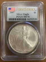 2007P- American Silver Eagle- PCGS- MS70- First Strike- Toned - £246.73 GBP