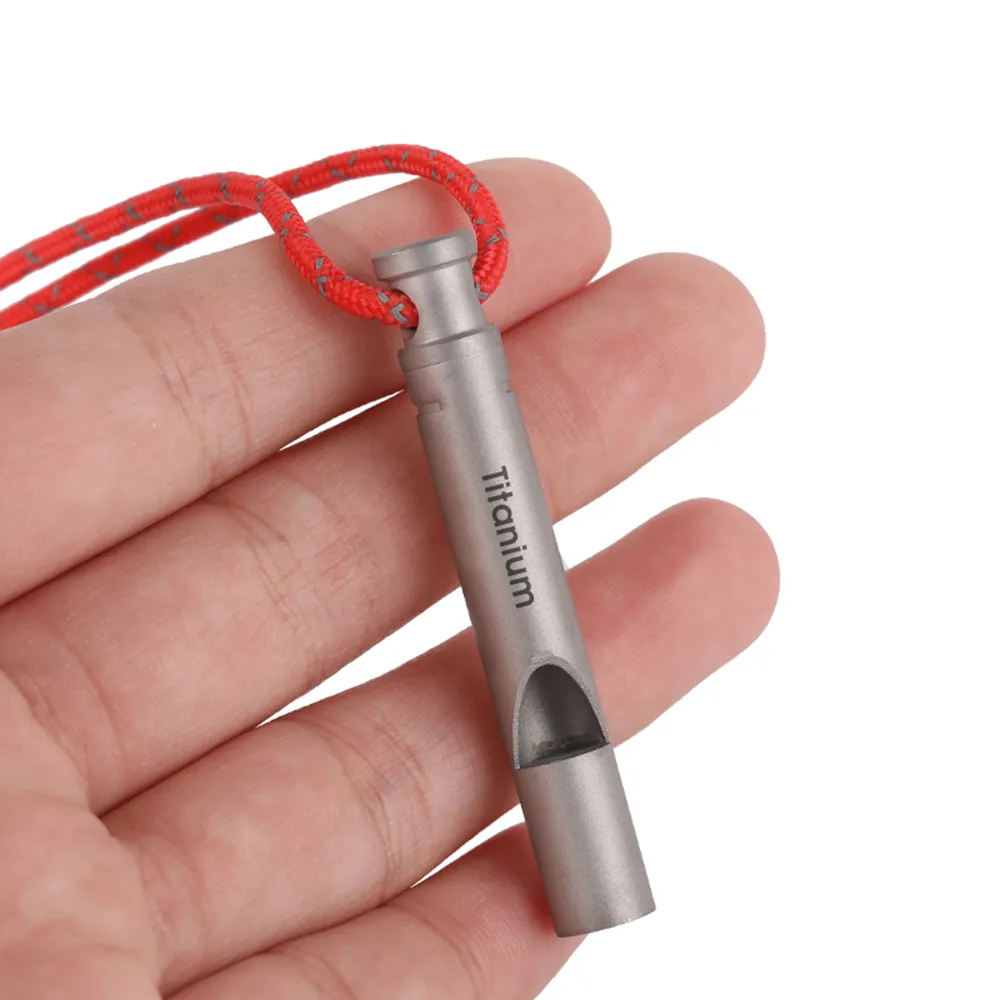 TOMSHOO Ultralight Titanium Emergency Whistle with Cord Outdoor Survival Tools - £8.31 GBP