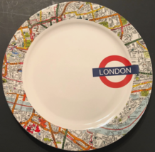 ROSANNA London White Street City Map Vintage Round Ceramic England Chop Plate 12 - £14.60 GBP