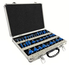 35 Piece EDM ROUTER BIT SET - 1/4&quot; Shank - Tungsten Carbide Bits - Aluminum Case - £38.57 GBP